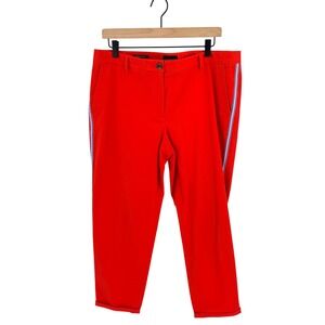 Talbots Tomato Red Blue Side Stripe Chino Pants Size 12 Preppy Nautical Sporty